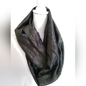 Fashion Infinity Scarf Black with Gold Lame Metallic Shimmer by Berytos